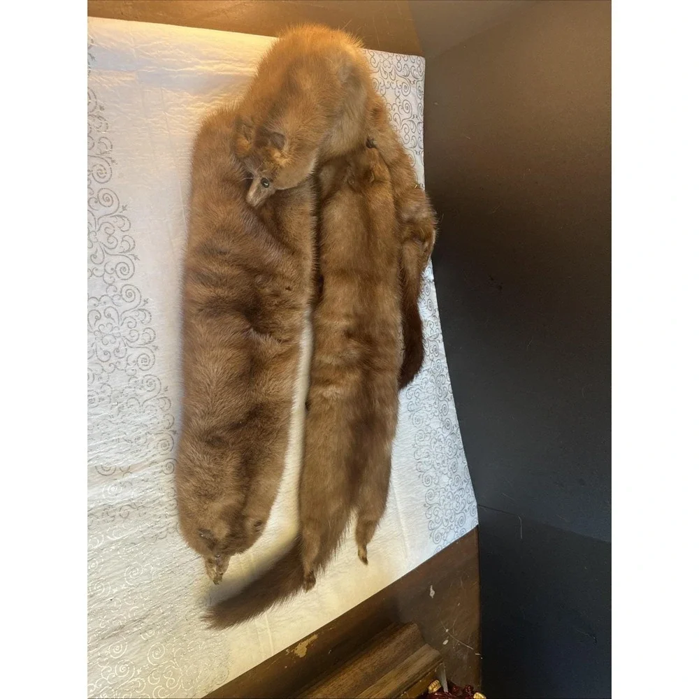 1950's L S Ayer's Co 3 Pelt Genuine Mink Fur Wrap Scarf 4 Ft Long Soft &Lovely